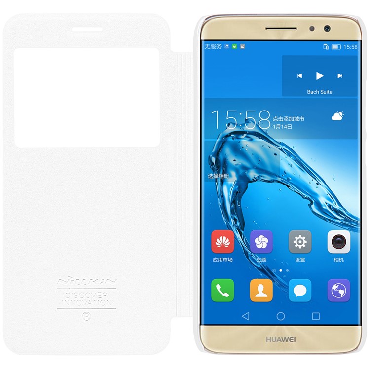 NILLKIN Sparkle Series Smart View Leather Cover for Huawei nova plus/ G9 Plus/ Maimang 5 - White-5