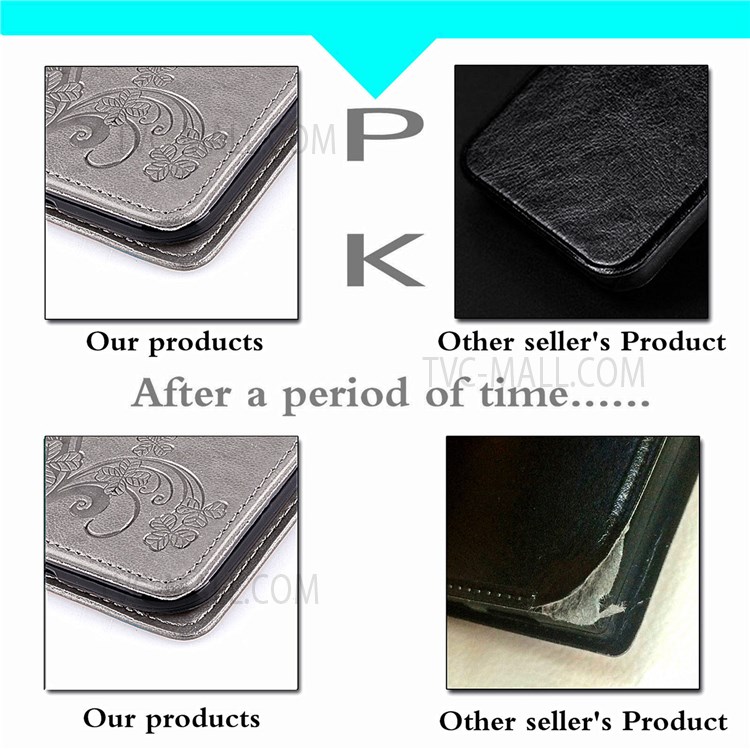 Magnetic Clasp Folio Flip Cover Four-leaf Clover Imprinted PU Leather Wallet Stand Protective Case for Huawei nova 8i - Grey-10
