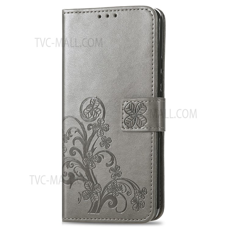 Magnetic Clasp Folio Flip Cover Four-leaf Clover Imprinted PU Leather Wallet Stand Protective Case for Huawei nova 8i - Grey-11