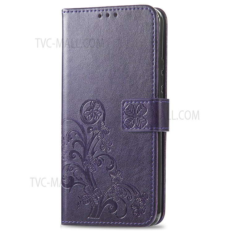 Magnetic Clasp Folio Flip Cover Four-leaf Clover Imprinted PU Leather Wallet Stand Protective Case for Huawei nova 8i - Purple-10