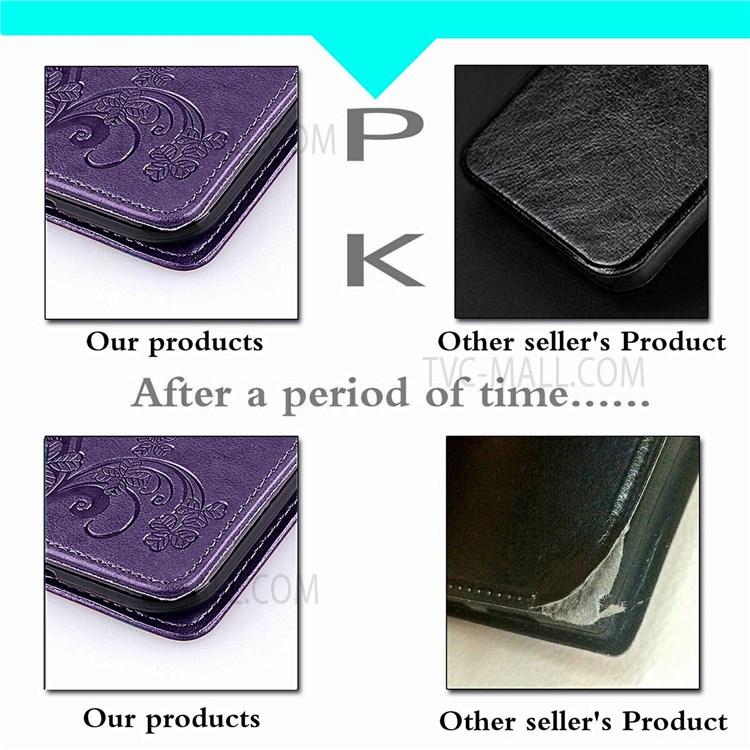 Magnetic Clasp Folio Flip Cover Four-leaf Clover Imprinted PU Leather Wallet Stand Protective Case for Huawei nova 8i - Purple-9