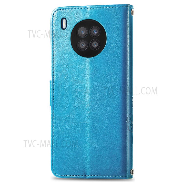Magnetic Clasp Folio Flip Cover Four-leaf Clover Imprinted PU Leather Wallet Stand Protective Case for Huawei nova 8i - Blue-10