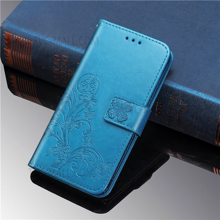 Magnetic Clasp Folio Flip Cover Four-leaf Clover Imprinted PU Leather Wallet Stand Protective Case for Huawei nova 8i - Blue-13