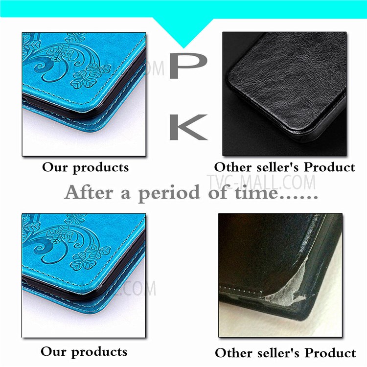 Magnetic Clasp Folio Flip Cover Four-leaf Clover Imprinted PU Leather Wallet Stand Protective Case for Huawei nova 8i - Blue-9
