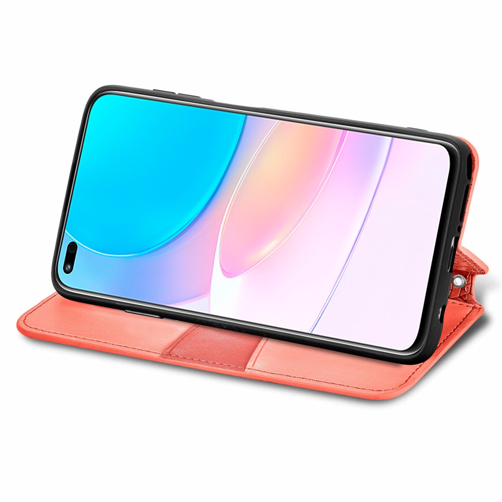Mandala Pattern Imprinted PU Leather Flip Cover Wallet Stand Auto Closing Magnetic Case for Huawei nova 8i - Red-3