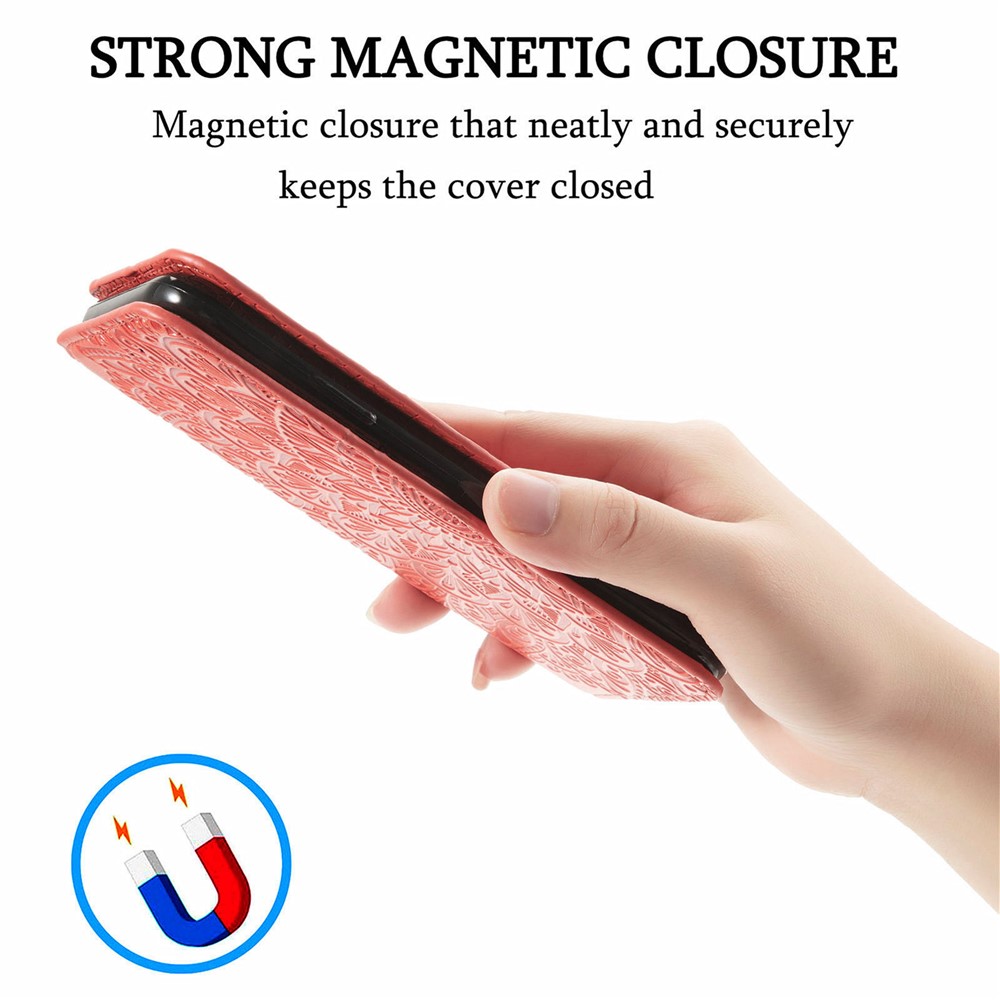 Mandala Pattern Imprinted PU Leather Flip Cover Wallet Stand Auto Closing Magnetic Case for Huawei nova 8i - Red-5