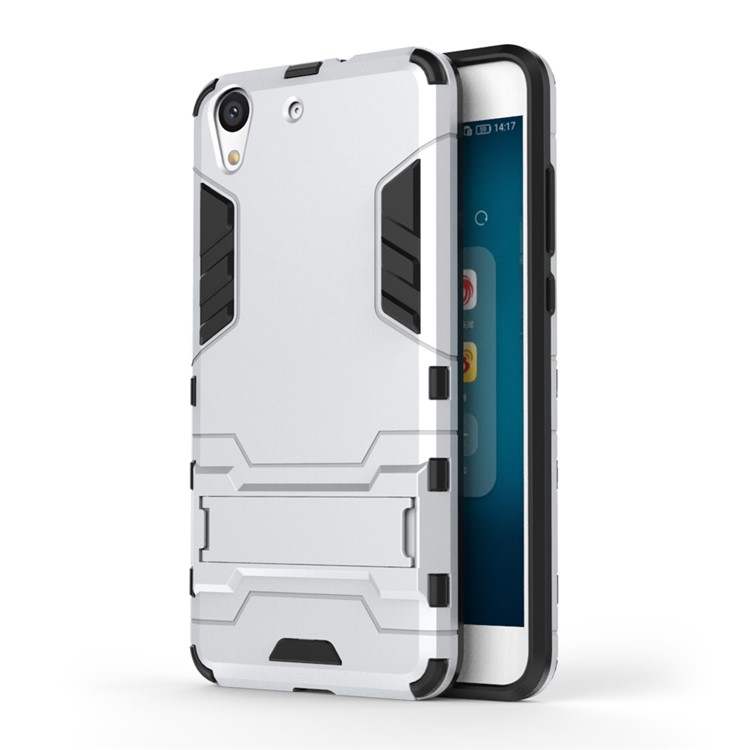 Solid PC + TPU Hybrid Case with Kickstand for Huawei Honor 5A - Silver-1