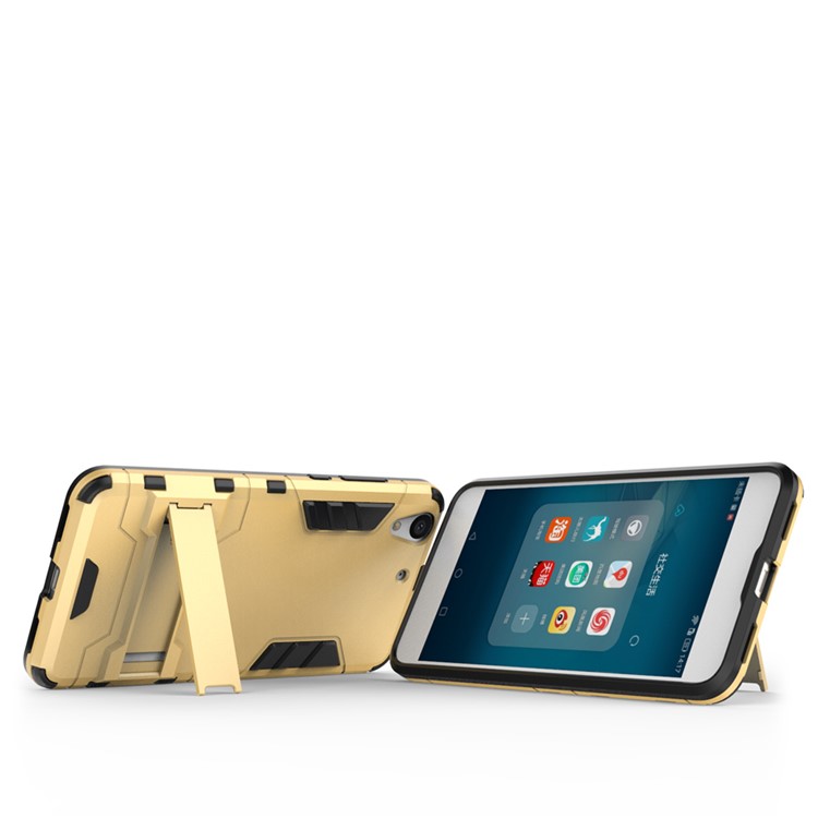 Solid PC + TPU Hybrid Cover Case with Kickstand for Huawei Honor 5A - Gold-7