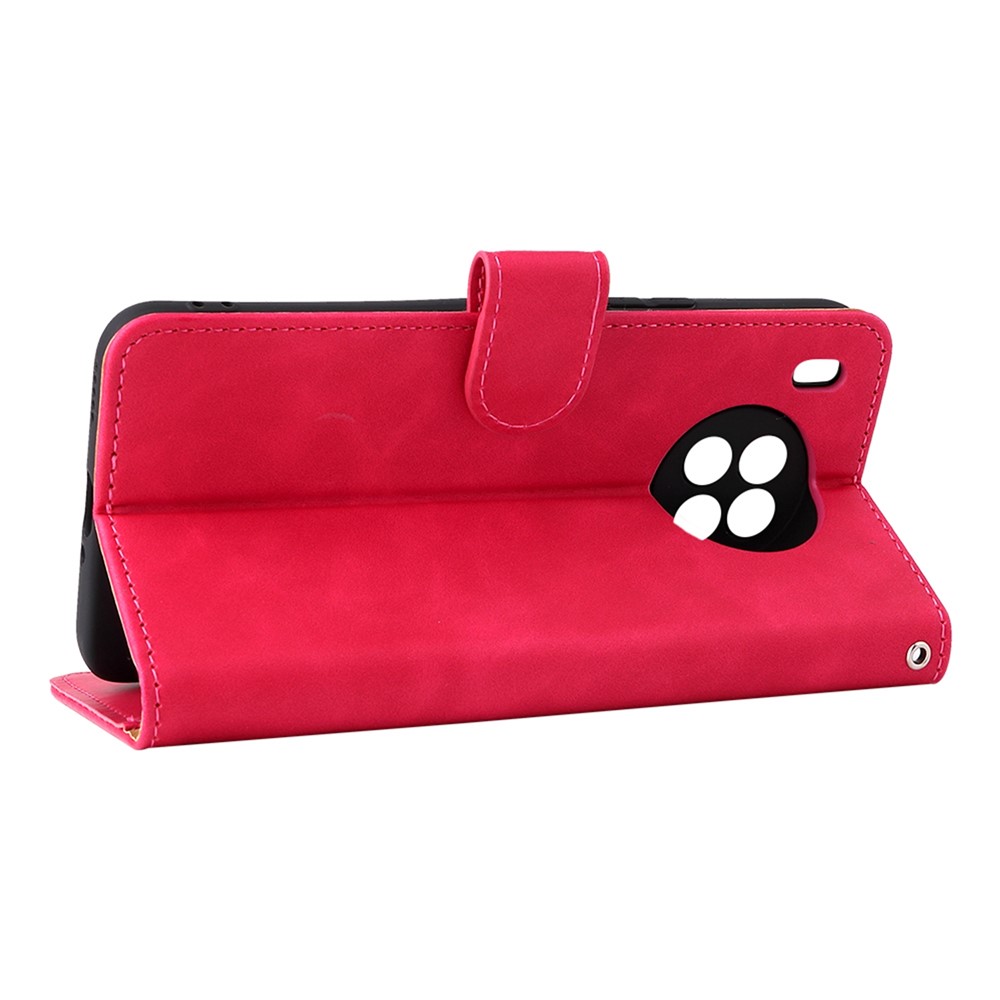 Folio Flip Skin-touch Feeling Case Drop-proof Stand Wallet Leather Phone Cover with Strap for Honor 50 Lite/Huawei nova 8i - Red-6