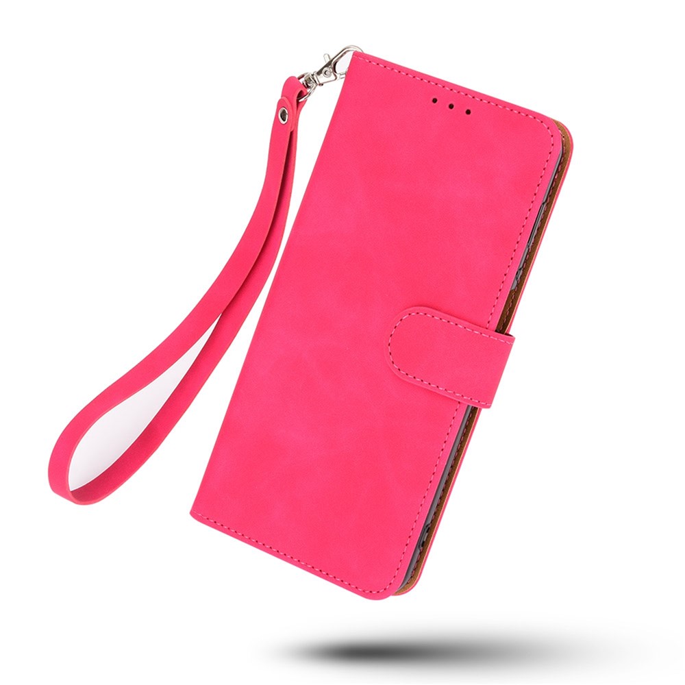 Folio Flip Skin-touch Feeling Case Drop-proof Stand Wallet Leather Phone Cover with Strap for Honor 50 Lite/Huawei nova 8i - Red-7