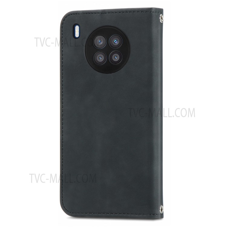 For Huawei nova 8i Retro Style Phone Protection Shell Auto-closing Skin-Touch Surface TPU+PU Leather Flip Phone Case with Supporting Stand Card Slots - Black-11