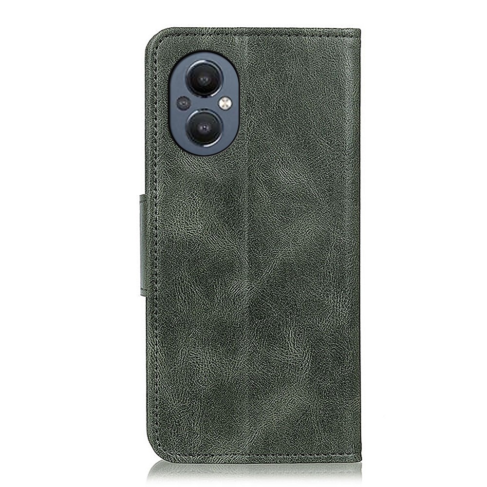 Crazy Horse Texture Wallet Stand PU Leather Magnetic Clasp Phone Case for OnePlus Nord N20 5G - Blackish Green-3
