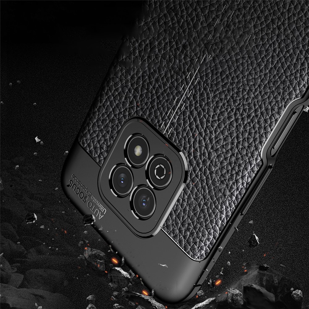 Litchi Texture Scratch-resistant Flexible TPU Case Phone Protective Cover for Honor Play5 Youth - Black-4