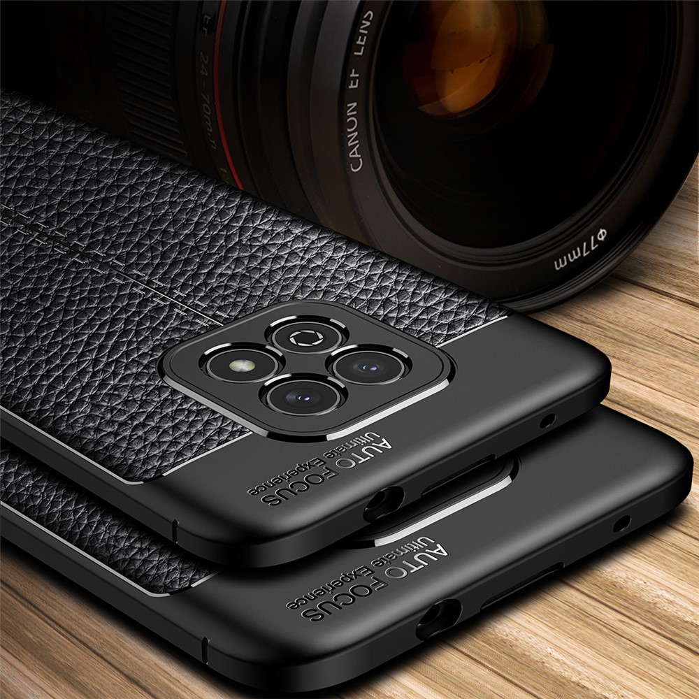 Litchi Texture Scratch-resistant Flexible TPU Case Phone Protective Cover for Honor Play5 Youth - Black-6
