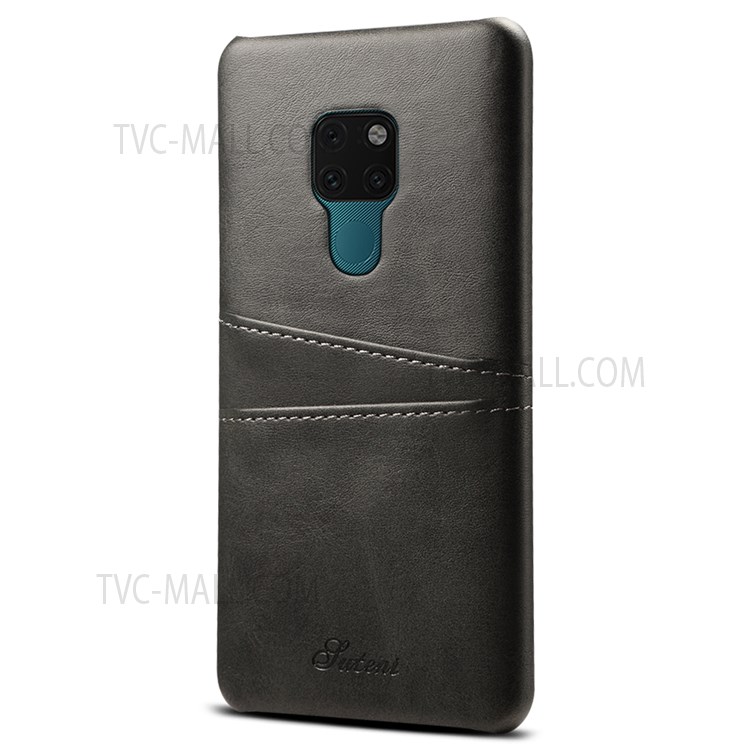 SUTENI PU Leather Coated PC Case Card Holders Design Anti-Impact Phone Protector for Huawei Mate 20 - Black-3