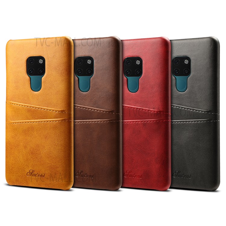 SUTENI PU Leather Coated PC Case Card Holders Design Anti-Impact Phone Protector for Huawei Mate 20 - Black-6