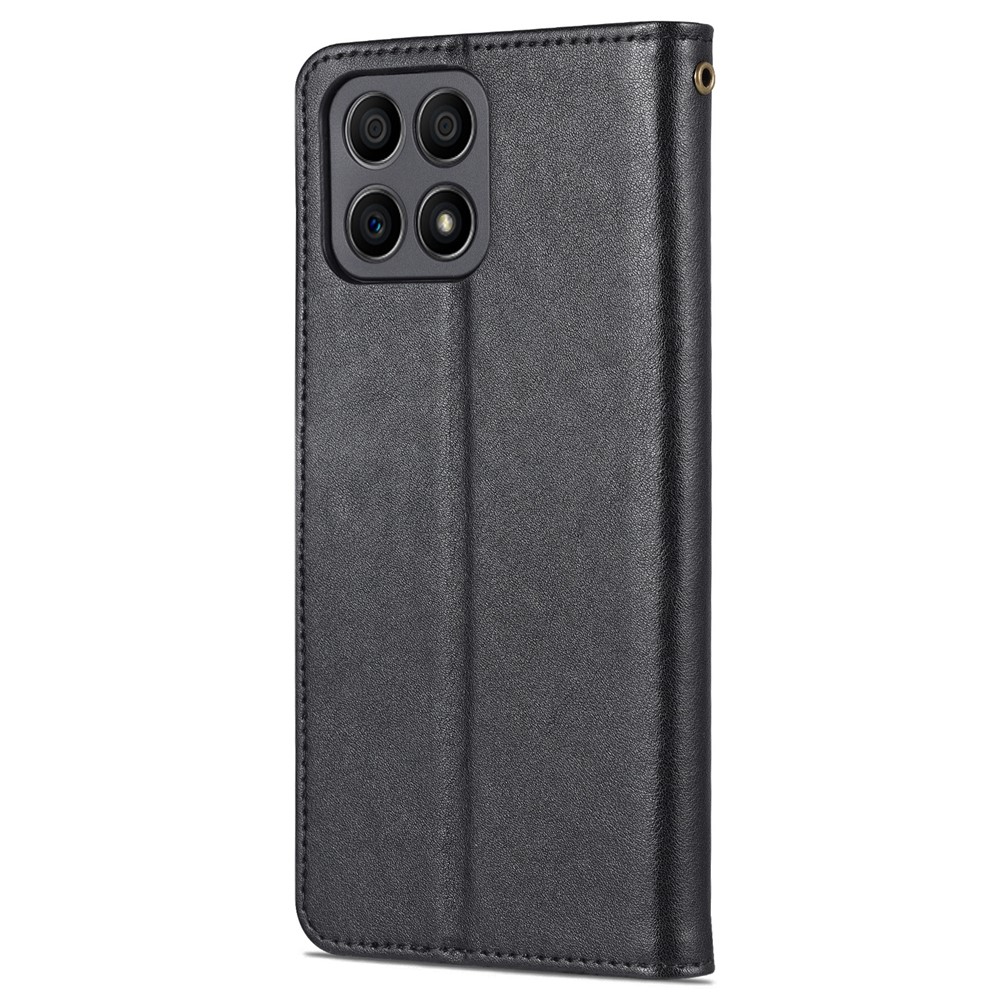 AZNS PU Leather + TPU All-inclusive Protection Phone Case with Stand Wallet for Honor X30i - Black-3