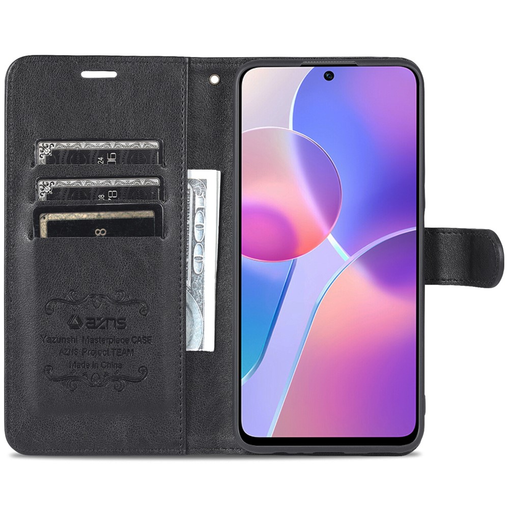 AZNS PU Leather + TPU All-inclusive Protection Phone Case with Stand Wallet for Honor X30i - Black-6