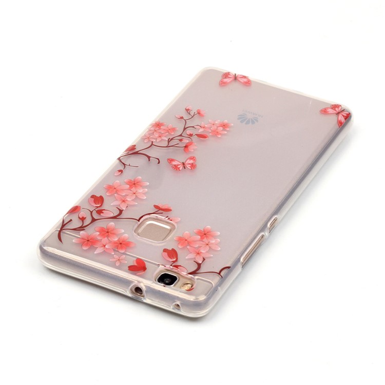 Clear IMD TPU Cover Case for Huawei P9 Lite / G9 Lite - Red Flowers and Butterflies-4