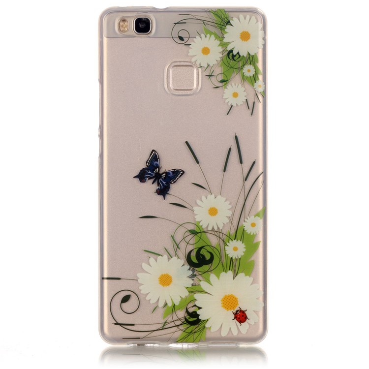 Clear IMD TPU Phone Cover for Huawei P9 Lite / G9 Lite - Butterfly and Daisy-1
