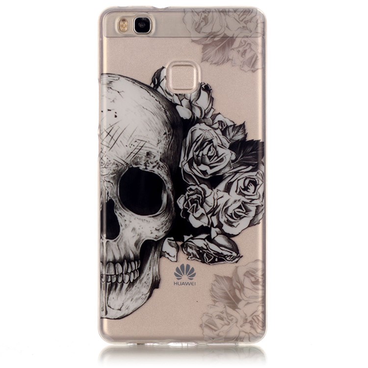 Clear IMD TPU Case Protector for Huawei P9 Lite / G9 Lite - Skull with Roses-1