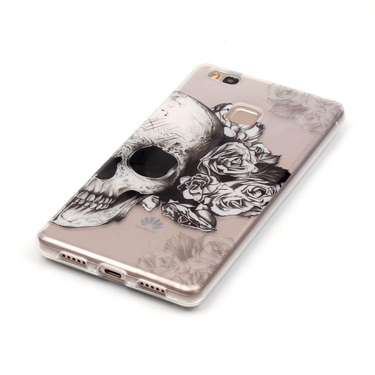 Clear IMD TPU Case Protector for Huawei P9 Lite / G9 Lite - Skull with Roses-3