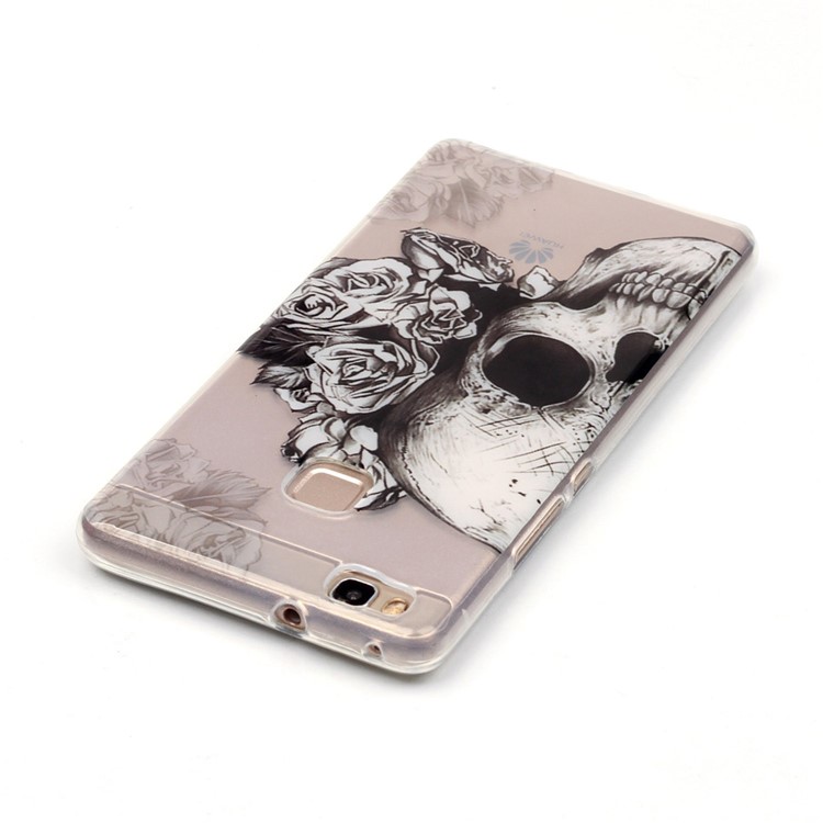 Clear IMD TPU Case Protector for Huawei P9 Lite / G9 Lite - Skull with Roses-4
