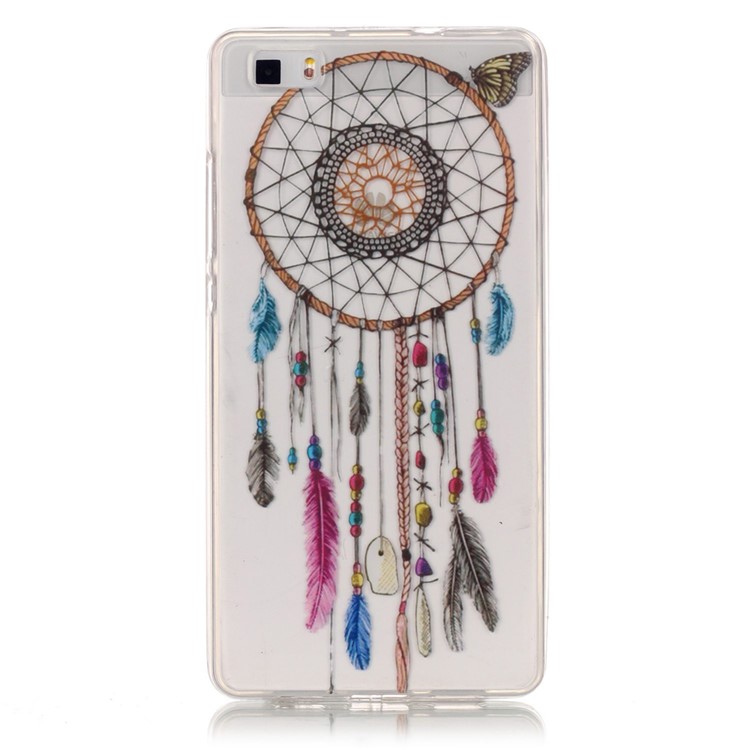 TPU Case IMD Clear Cover for Huawei Ascend P8 Lite - Dream Catcher and Butterfly-1