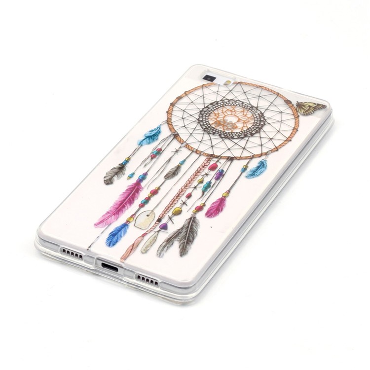TPU Case IMD Clear Cover for Huawei Ascend P8 Lite - Dream Catcher and Butterfly-3