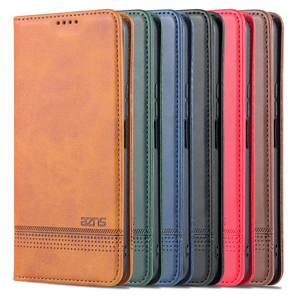 AZNS Magnetic Auto-absorbed Wallet Stand Design PU Leather Shockproof Phone Cover Case for Honor X30i - Black-11