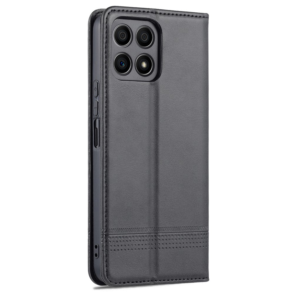 AZNS Magnetic Auto-absorbed Wallet Stand Design PU Leather Shockproof Phone Cover Case for Honor X30i - Black-3