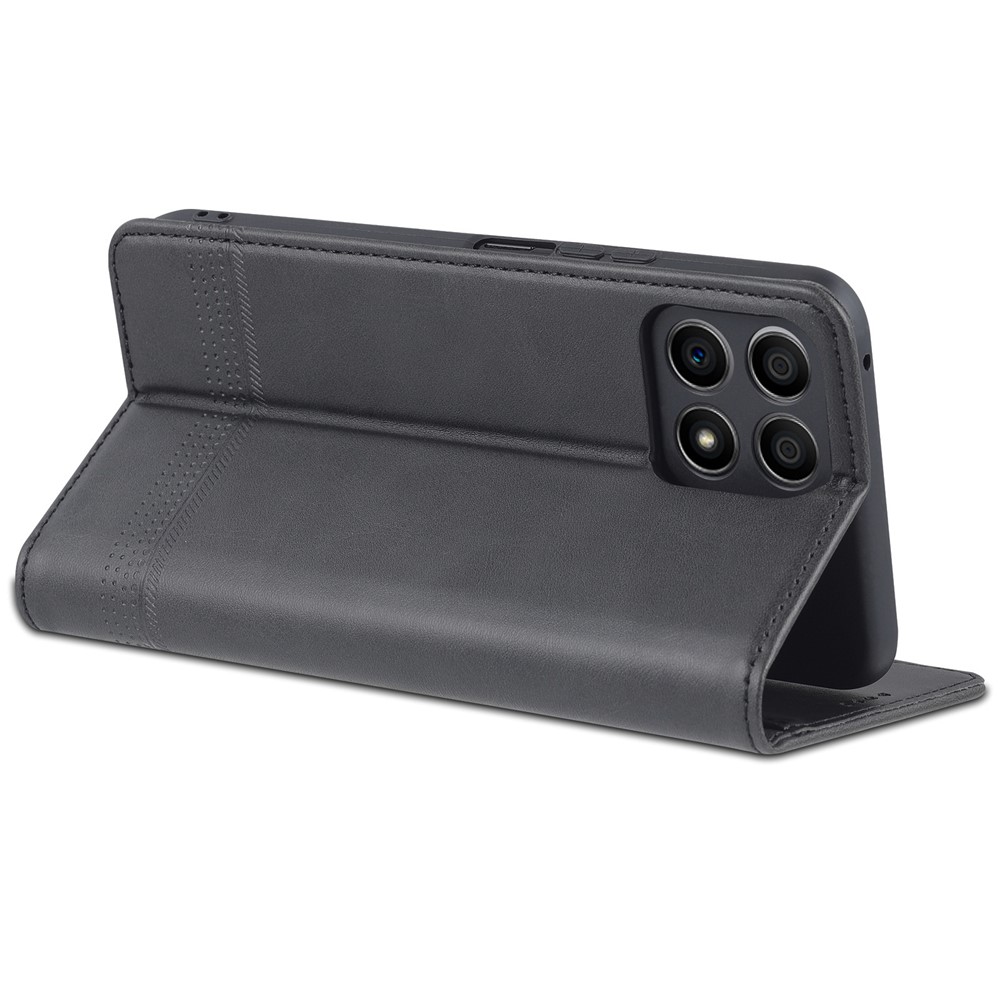 AZNS Magnetic Auto-absorbed Wallet Stand Design PU Leather Shockproof Phone Cover Case for Honor X30i - Black-6