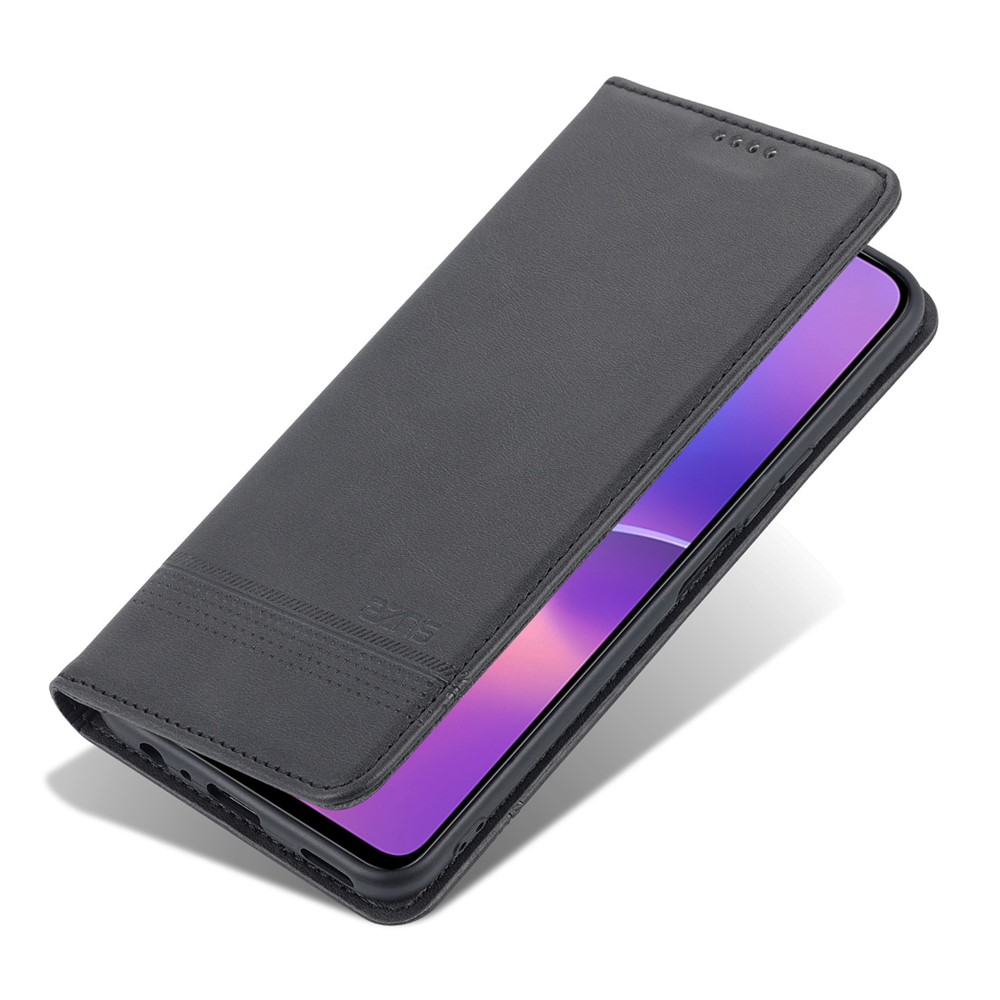 AZNS Magnetic Auto-absorbed Wallet Stand Design PU Leather Shockproof Phone Cover Case for Honor X30i - Black-7