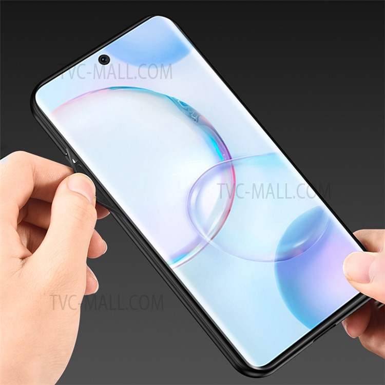 PU Leather Cloth Splicing Well-protected TPU + PC Phone Case Hybrid Cover for Honor 60 - Splicing/Denim Blue-4