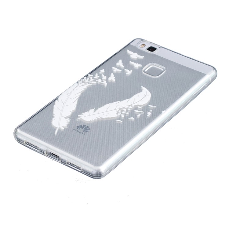 Embossed Thin TPU Back Case for Huawei P9 Lite / G9 Lite - White Feather-2