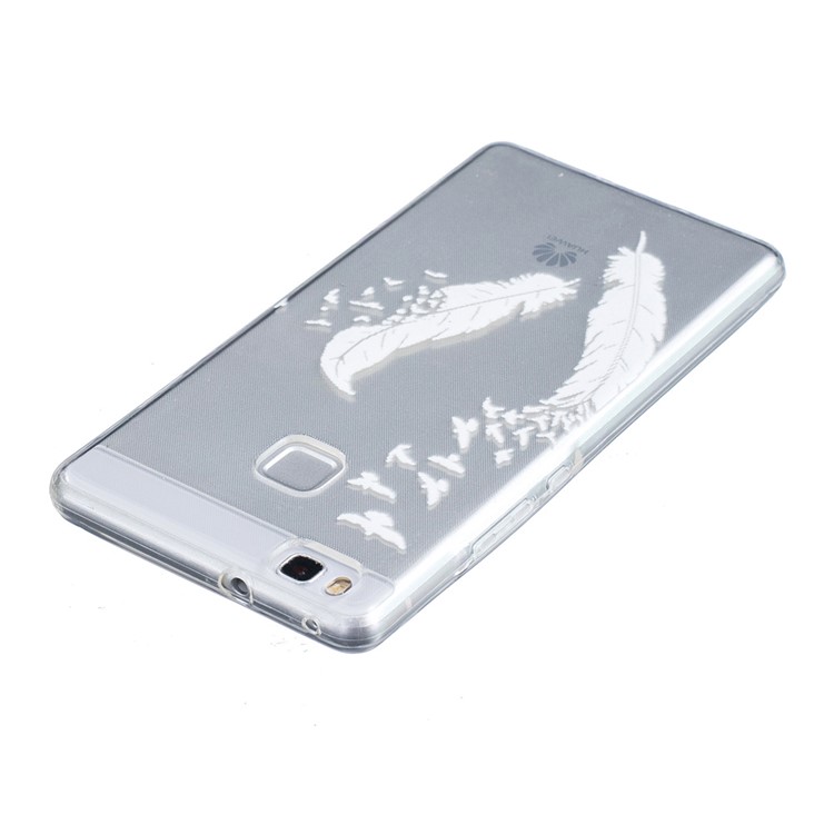 Embossed Thin TPU Back Case for Huawei P9 Lite / G9 Lite - White Feather-3