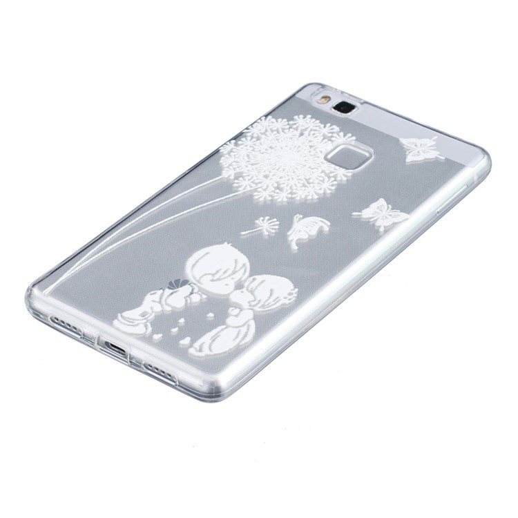 Embossed Thin TPU Phone Cover for Huawei P9 Lite / G9 Lite - White Dandelion and Sweet Lover-2