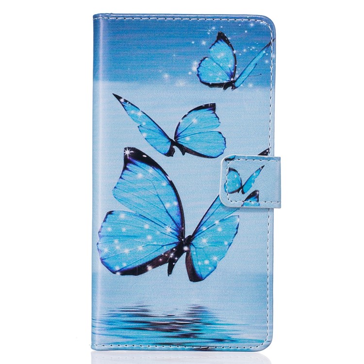 Embossed Leather Wallet Case for Huawei P9 Lite/G9 Lite - Blue Butterfly-2