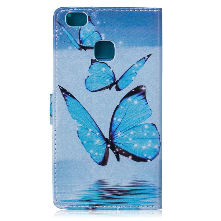 Embossed Leather Wallet Case for Huawei P9 Lite/G9 Lite - Blue Butterfly-3