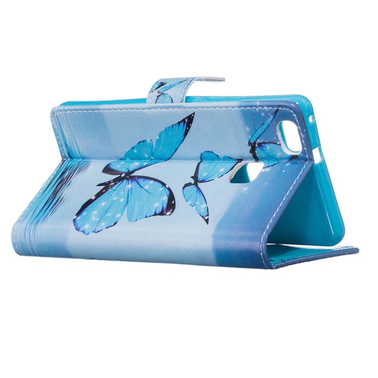 Embossed Leather Wallet Case for Huawei P9 Lite/G9 Lite - Blue Butterfly-4