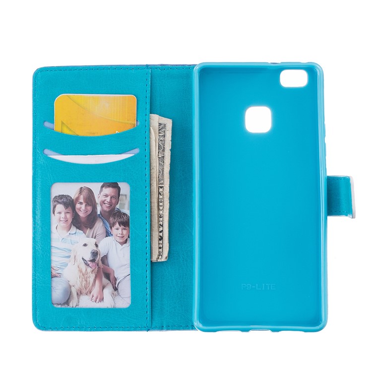 Embossed Leather Wallet Case for Huawei P9 Lite/G9 Lite - Blue Butterfly-6