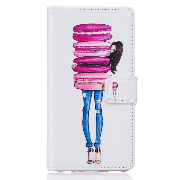 Embossed Flip Leather Magnetic Case for Huawei P9 Lite/G9 Lite - Girl Holding Macarons-2