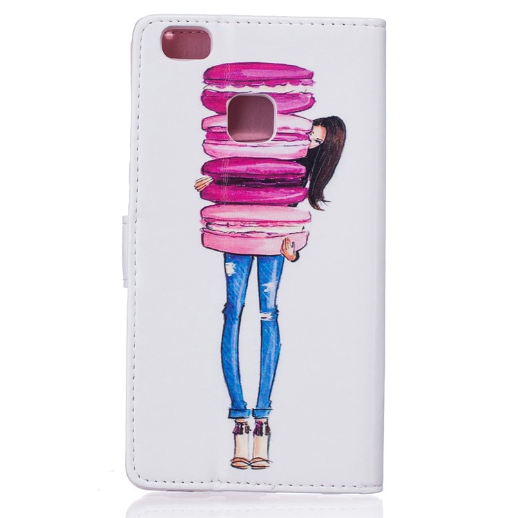 Embossed Flip Leather Magnetic Case for Huawei P9 Lite/G9 Lite - Girl Holding Macarons-3