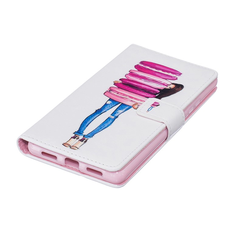 Embossed Flip Leather Magnetic Case for Huawei P9 Lite/G9 Lite - Girl Holding Macarons-5