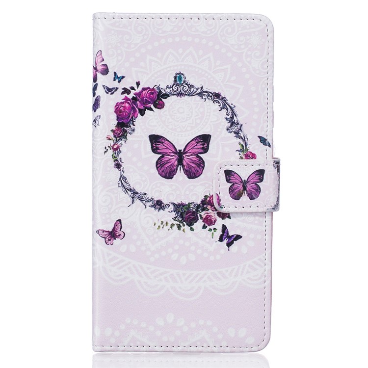Embossed Leather Protector Case for Huawei P9 Lite/G9 Lite - Butterfly and Garland-2