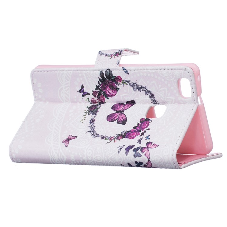 Embossed Leather Protector Case for Huawei P9 Lite/G9 Lite - Butterfly and Garland-4