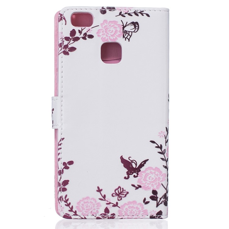 Embossed Leather Case with Stand for Huawei P9 Lite/G9 Lite - Flowers and Butterflies-3
