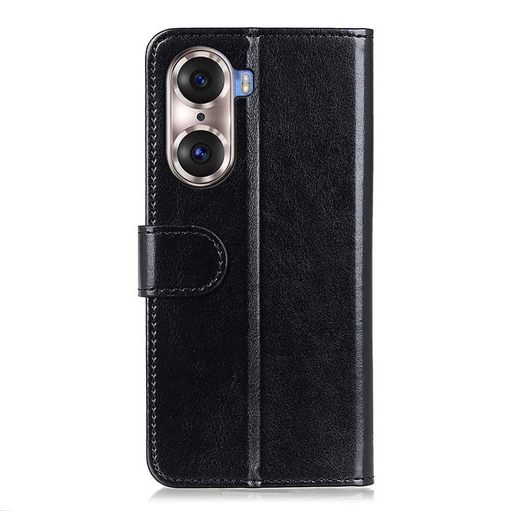 Flip Magnetic Clasp Crazy Horse Texture Case PU Leather + TPU Cover Folding Stand Case for Honor 60 Pro - Black-3