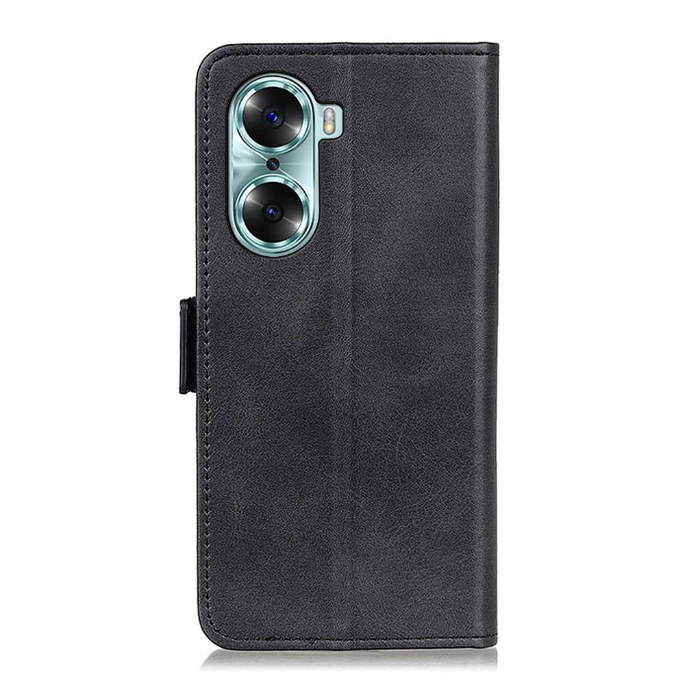 PU Leather Phone Case Magnetic Closure Stand Wallet Protective Cover for Honor 60 - Black-3