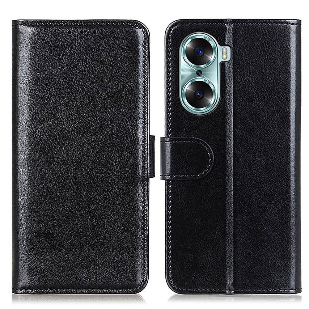 Crazy Horse Texture PU Leather + TPU Cover Stand Wallet Phone Case for Honor 60 - Black-1